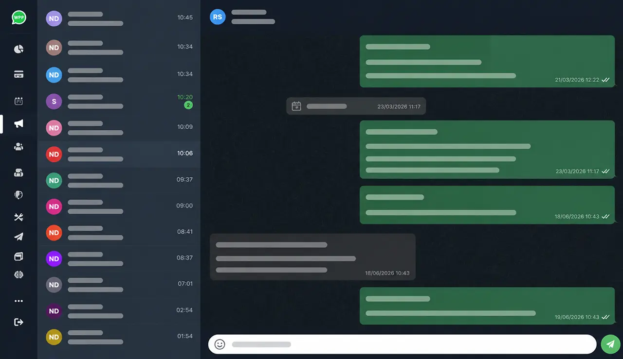 Inbox delle conversazioni di WhatsApp per il servizio clienti del negozio